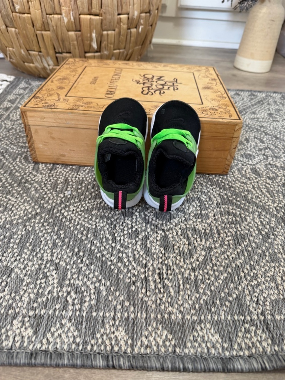 Nike Kids Black & Green Sneakers with Pink Swoosh - Picture 6 of 14